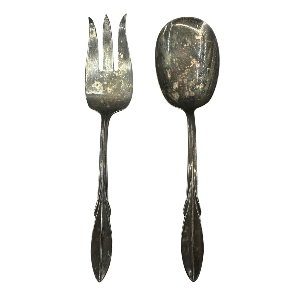 Vintage WM Rogers Mfg Co Silverplate Salad Set Spoon Fork El California 1961
